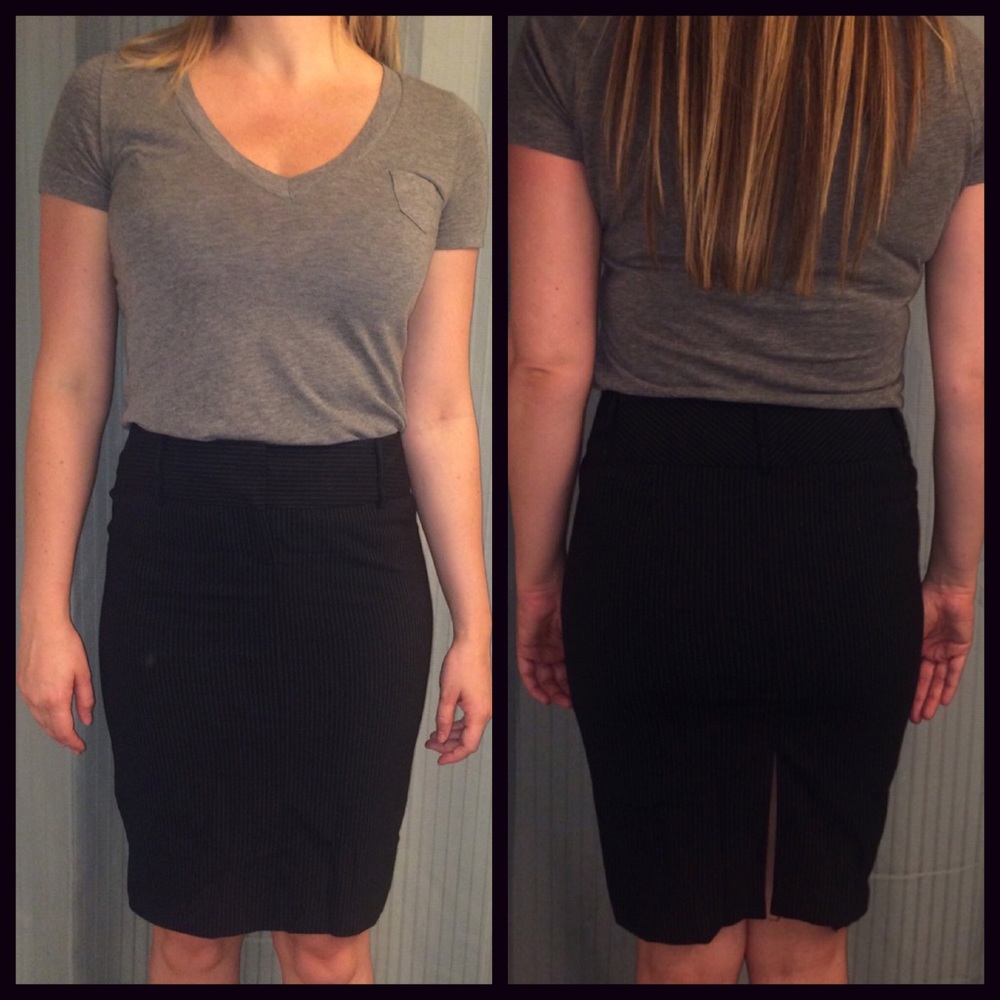 Black Pinstripe Pencil Skirt